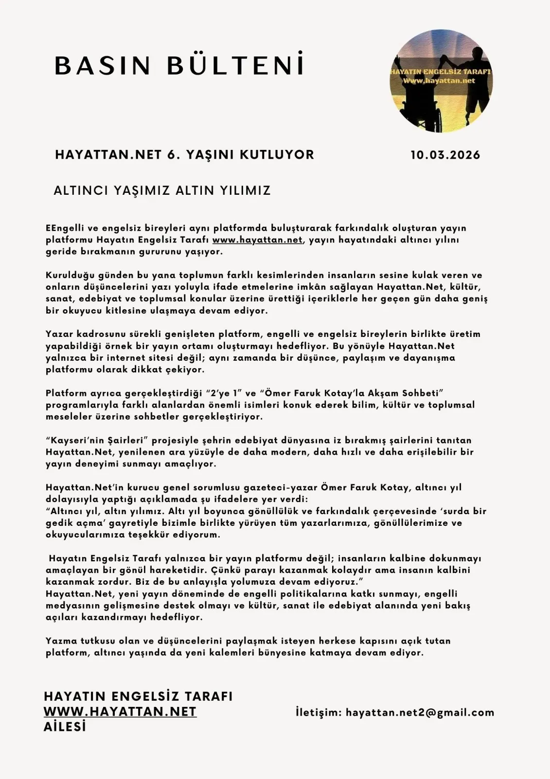 Hayattan.net 6. Yaşını Kutluyor